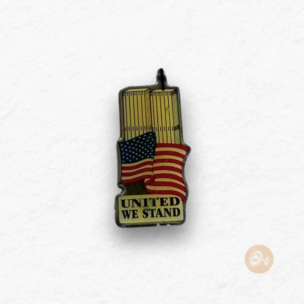 United We Stand Pin Twin Towers American Flag Patriotic Lapel Brooch - Picture 2 of 4